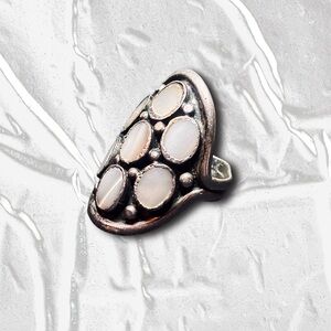 Vintage 60s Navajo Mother of Pearl Inlay + Sterling Statement Ring
